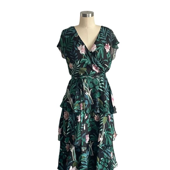 SLNY Black Floral Tiered Maxi Dress - 8 - Picture 2 of 6